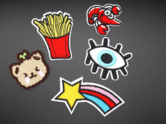 Fun Iron-On Embroidered Patches (Set of 5)