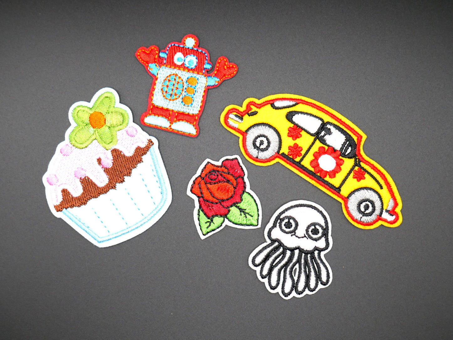 Fun Iron-On Embroidered Patches (Set of 5)