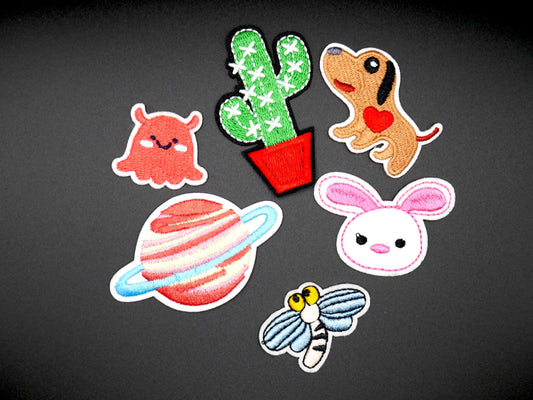 Fun Iron-On Embroidered Patches (Set of 5)