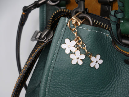 Three Flower Strand Metal Keychain and Bag Charm