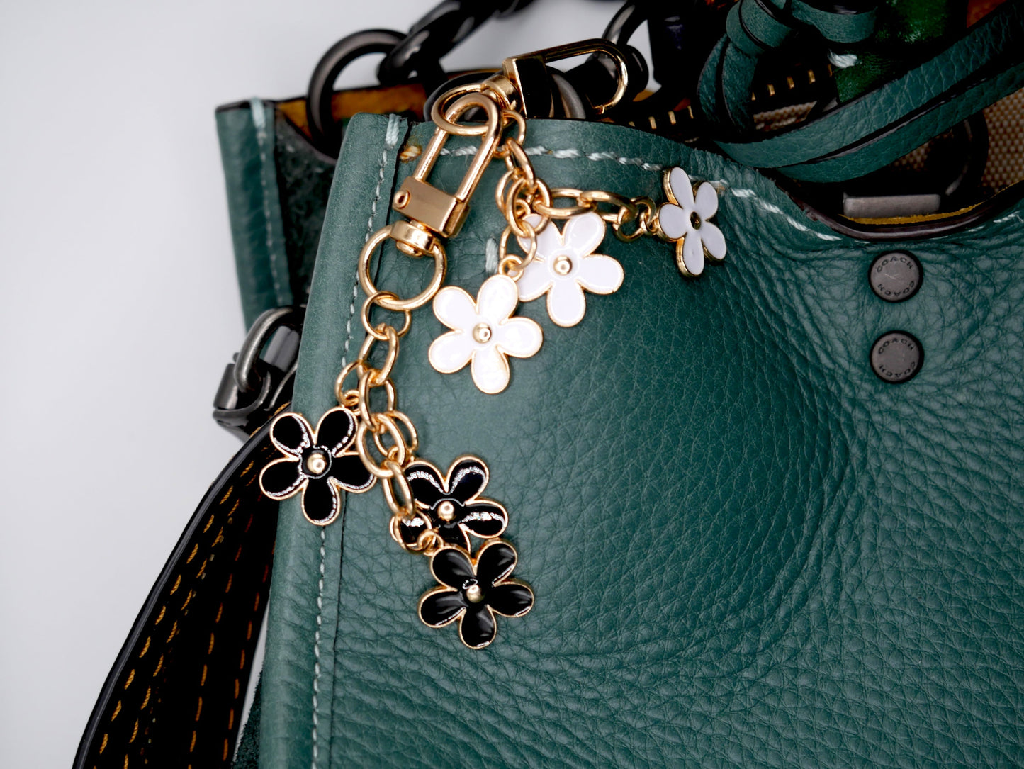 Three Flower Strand Metal Keychain and Bag Charm