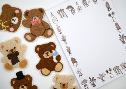 Teddy Bear Fuzzy Iron-On Embroidered Patch Pack (Set of 5)