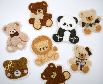 Teddy Bear Fuzzy Iron-On Embroidered Patch Pack (Set of 5)